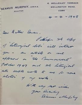 Letter from Seamus Murphy