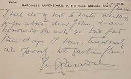 Letter from Irene Curzon, Baroness Ravensdale