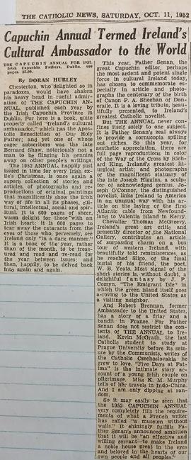 ‘The Catholic News’ review of ‘The Capuchin Annual’ (1952)