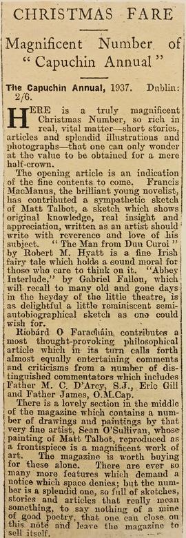 ‘The Standard’ review of ‘The Capuchin Annual’ (1937)