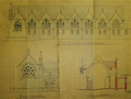 Plan and elevation of the Sacred Heart Chapel, St. Mary of the Angels