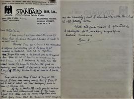 Letter from Benedict Kiely