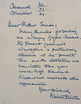 Letter from Robert Barton