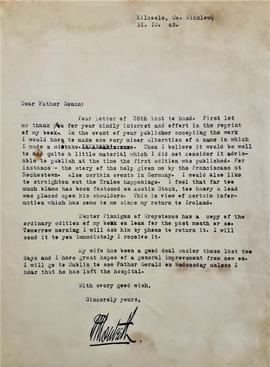 Letter from Robert Monteith