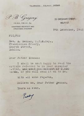 Letter from Patrick Gregory