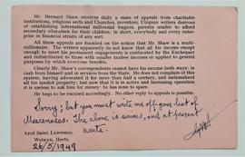 Note from George Bernard Shaw
