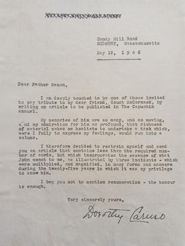 Letter from Dorothy Caruso