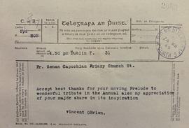 Telegram from Vincent O’Brien