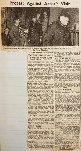 Protest against the visit of Orson Welles to Dublin