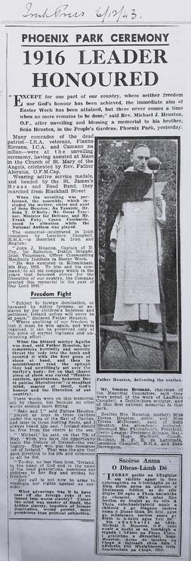Unveiling of Memorial to Seán Heuston, Phoenix Park, Dublin