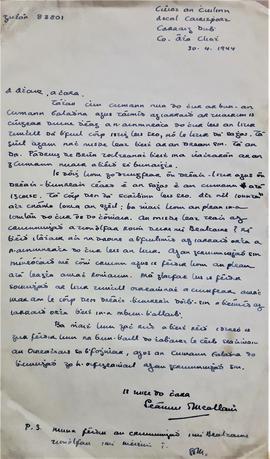 Letter from Séamus Ó Mealláin