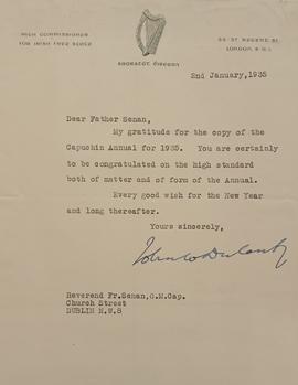 Letter from John Whelan Dulanty