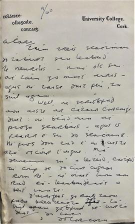 Letter from Domhnall Ó Corcora