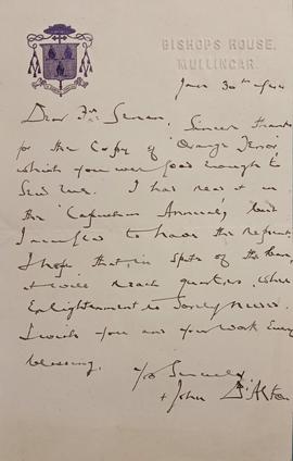 Letter from Bishop John D’Alton