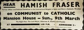 Poster for Hamish Fraser’s lecture ‘From Communist to Catholic’