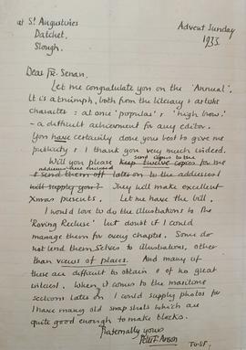 Letter from Peter F. Anson