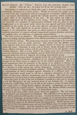 ‘Irish Ecclesiastical Review’ of the ‘Orange Terror’ offprint