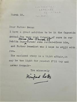Letter from Winfred M. Letts