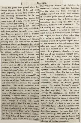 Review of Robert Farren’s article on George Sigerson in ‘Bonaventura’