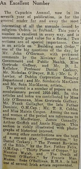 ‘Irish Times’ review of ‘The Capuchin Annual’ (1936)