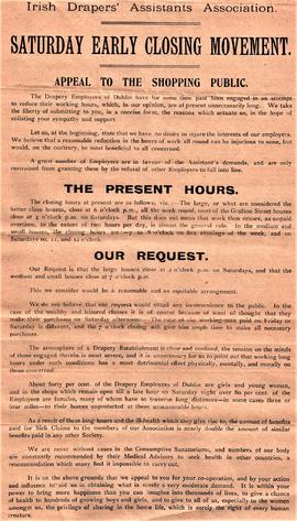 Irish Drapers’ Assistants Association Flier