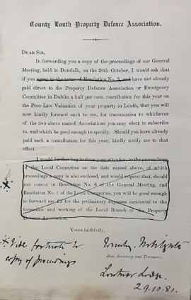Flier from the County Louth Property Defence Association