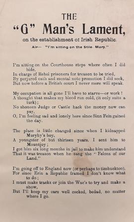 The G man’s lament / on the establishment of the Irish Republic