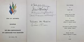 Signed Menu Card for Cardinal John Joseph Glennon Reception