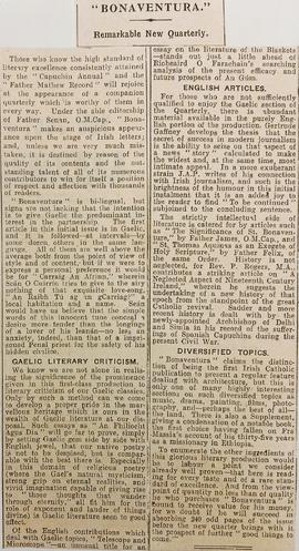 ‘Irish Catholic’ review of ‘Bonaventura’