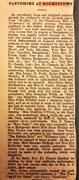 Newspaper cutting re pantomime