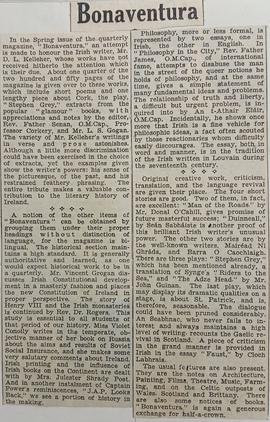 ‘Irish Press’ review of the fourth issue of ‘Bonaventura’