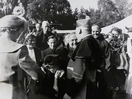 Archbishop Richard Cushing at a reception in the Iveagh Grounds, Dublin