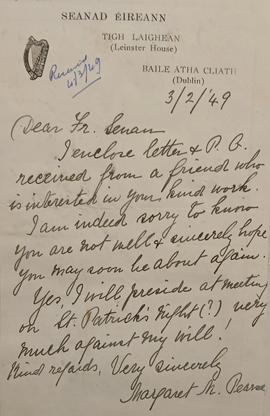 Letter from Margaret Mary Pearse