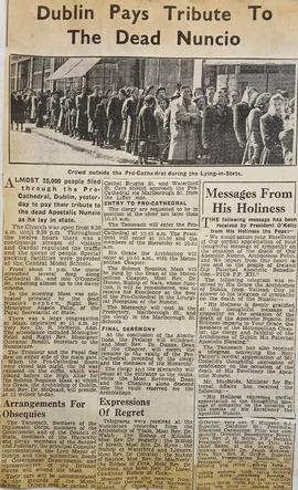 Dublin pays tribute to dead nuncio