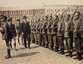 Éamon de Valera inspecting troops at Collins Barracks, Cork