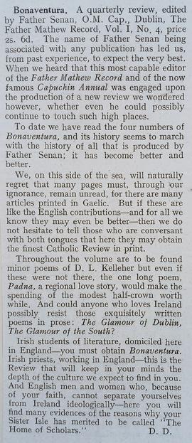‘Franciscan Annals’ review of the fourth issue of ‘Bonaventura’