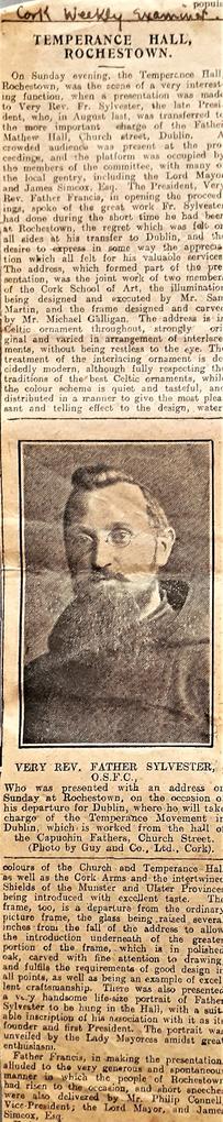Presentation to Fr. Sylvester Mulligan in Temperance Hall