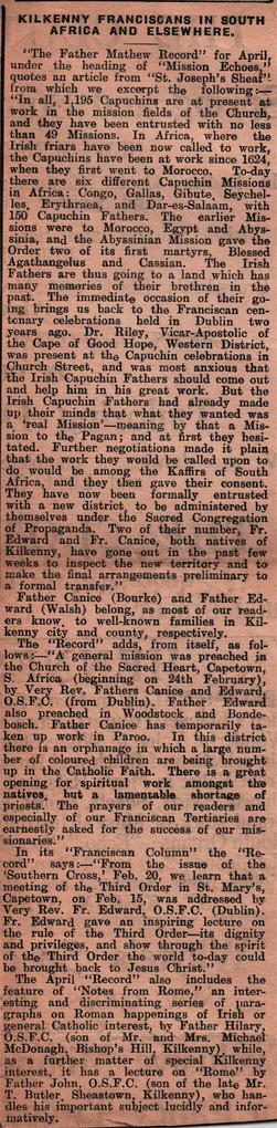 Capuchin Mission to South Africa