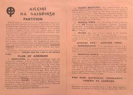 Flier for Ailtirí na hAiséirghe on Partition