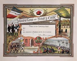 Membership Certificate, Wolfe Tone and Ninety Eight Memorial Association