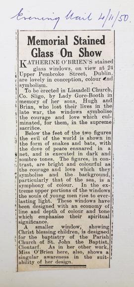 Catharine O’Brien Memorial Windows for Lissadell Church