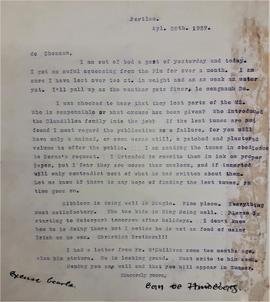 Letter from John Henebry