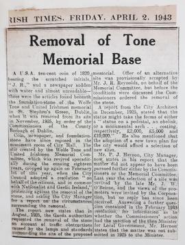 Removal of Wolfe Tone Memorial Base