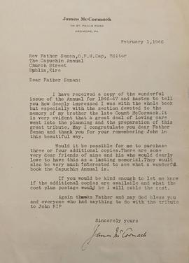 Letter from James McCormack