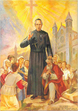 Postcard of banner unveiled during Beatification in St. Peter's