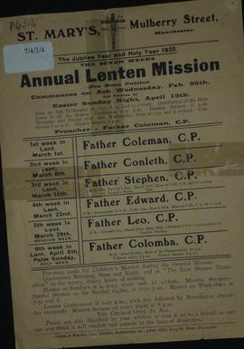 Missions and Retreats: Parish Missions: Announcements: