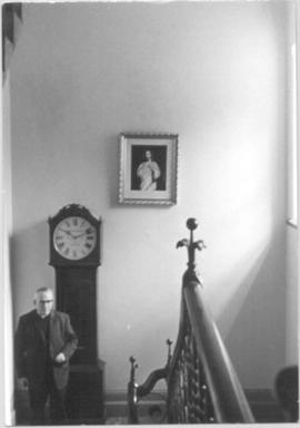 Msgr. Verheggen on stairs climbed daily by Bl. Charles